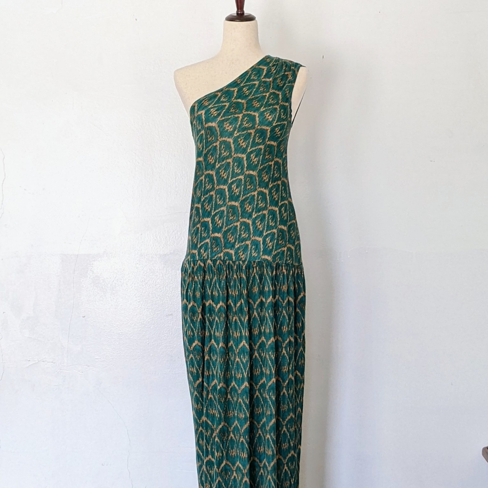 Rachel Roy One Shoulder Green Maxi Dress